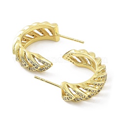 Серьги-гвоздики из латуни с микро-паве и буквой C&nbsp;KK-Z038-13G