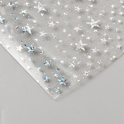 PUレザー生地  スター模様の長方形  銀  334x198x0.5mm&nbsp;DIY-WH20055-087H