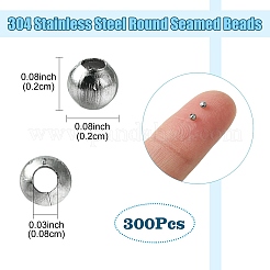 Круглые бусины из нержавеющей стали 304 с прострочкой&nbsp;STAS-YW0001-84