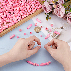 480 шт. 4 стиля крашеных бусин из натурального дерева&nbsp;WOOD-PH0003-66A