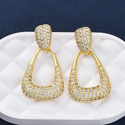 Серьги-капли из латуни с микропаве из прозрачных кубических цирконий&nbsp;EJEW-K305-01G