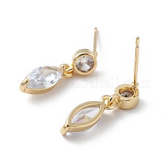 Серьги-гвоздики с прозрачным кубическим цирконием и конским глазом&nbsp;EJEW-L261-005G