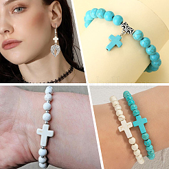 8 нити 4 стилей синтетические бирюзовые бусины нити TURQ-SC0001-19B