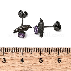 Серьги-гвоздики из стерлингового серебра с кубическим цирконием на Хэллоуин&nbsp;EJEW-P327-01A-B