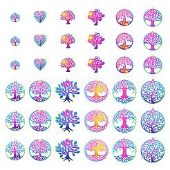 48 шт. 12 шт. филигранные подвески из нержавеющей стали 201 STAS-BY0001-21