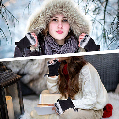 1 пара замшевых перчаток без пальцев&nbsp;AJEW-CY0002-16A