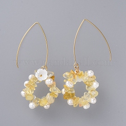 Серьги с подвесками из натуральных и синтетических драгоценных камней EJEW-JE03977