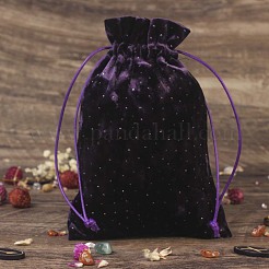 Sacchetti con coulisse per riporre gioielli in velluto con strass&nbsp;WICR-PW0008-07B