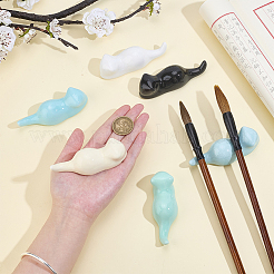 6 шт. 6-цветная керамическая подставка для кистей для каллиграфии в форме кошки&nbsp;AJEW-PH0006-44