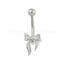 Латунные кольца-банты с закругленными концами и прозрачным кубическим цирконием&nbsp;LS-AJEW-L099-01B-P