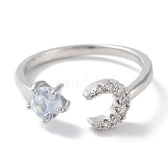 Латунные микро проложить манжеты кольца кубического циркония&nbsp;RJEW-G310-06P