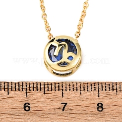 Латунный паве кубический цирконий камень рождения созвездие кулон кабель цепочка ожерелья NJEW-D334-01G-06