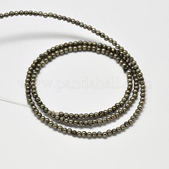 Chapelets de perles rondes en pyrite naturelle&nbsp;G-F197-10-3mm