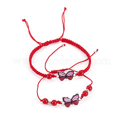 Регулируемые браслеты из нейлоновой оплетки из бусин&nbsp;BJEW-TA00486