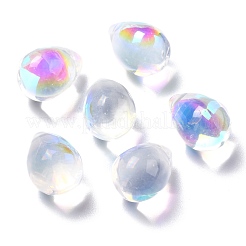 電気メッキガラスチャーム  ティアドロップ  ミックスカラー  14x10mm  穴：1.2mm&nbsp;GLAA-P049-C