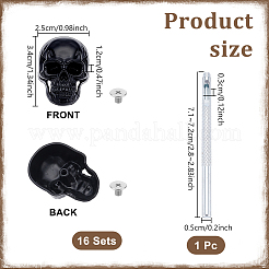 16 bolsa de remaches decorativos de aleación de calavera&nbsp;DIY-DR0007-75EB