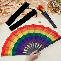 2 Stück Faltfächer aus PVC und Stoff in Regenbogenfarben&nbsp;AJEW-NB0008-98