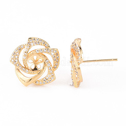 Серьги-гвоздики с прозрачным кубическим цирконием из латуни с микропаве KK-T062-124G-NF