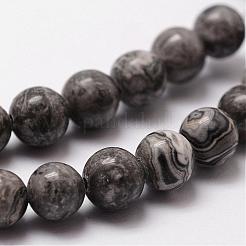 天然マップ石/ピカソ石/ピカソジャスパービーズ連売り  ラウンド  12mm  穴：1mm  約31個/連  14.9インチ〜15.1インチ&nbsp;G-D840-60-12mm