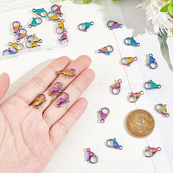 PVD真空メッキ304ステンレススチールカニカン  虹色  15x10x4mm  穴：2.2mm  30個/箱&nbsp;STAS-UN0017-79MC