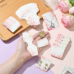 120 шт. 4 стиля цветочных напечатанных белых картонных карточек для демонстрации ожерелий и сережек CDIS-YW0001-14