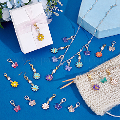 36 шт. 6-цветная прозрачная стеклянная подвеска-бабочка&nbsp;HJEW-PH02252