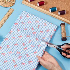 Tessuto di cotone con motivo a fiocco e tartan&nbsp;DIY-WH0890-31B