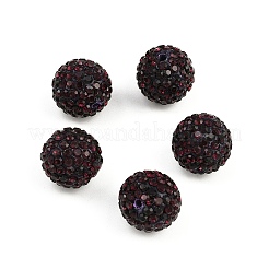 A級ラインストーンパヴェボールディスコビーズ  ユニセックスジュエリーには  ラウンド  アメジスト  14mm  穴：1.5mm&nbsp;RB-Q104-1