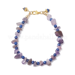 Braccialetti con perline di lapislazzuli e ametista naturali per donna&nbsp;BJEW-JB12526-01