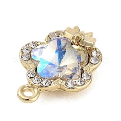 合金ガラスラインストーンチャーム  樹脂パール付き  ゴールドカラー  カラフル  花  19x14.5x7.5mm  穴：1.6mm&nbsp;PALLOY-U003-05D-G