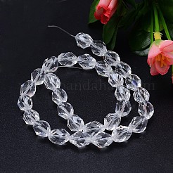 K9ガラス  カット加工多面体模造オーストリアクリスタルビーズ連売り  グレードAAA  透明  13x10mm  穴：0.9~1mm  約30個/連  15.7インチ&nbsp;G-M190-13x10mm-01A