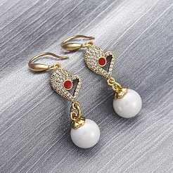 Серьги с подвесками из латуни с прозрачным фианитом и прозрачным фианитом EJEW-F362-01G