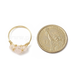 Anello da dito con perline intrecciate rotonde in quarzo rosa naturale&nbsp;RJEW-JR00550-02