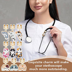 18 шт. 9 стиля кошачий сплав эмалированный стетоскоп подвеска украшения&nbsp;HJEW-OC00184