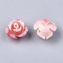 合成サンゴビーズ  染め  花  ライトコーラル  10x10.5x8mm  穴：1mm&nbsp;X-CORA-S026-22B