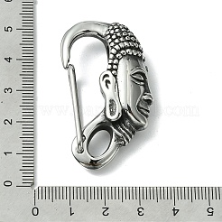 304ステンレス鋼スプリングゲートリング  仏頭  アンティークシルバー  46.5x11.5x27.5mm  穴：9x5mm&nbsp;STAS-C099-08AS