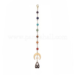 4pcs 4 décorations de pendentif de chakra de pierres précieuses mélangées naturelles et synthétiques de style&nbsp;HJEW-JM00922
