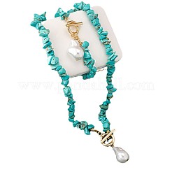 Комплекты ожерелий и браслетов из бисера из сплава и синтетической бирюзы FS-WG6FE76-01