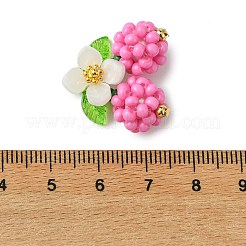 ガラスシードビーズペンダント  花のチャーム  アクリル製の葉と304ステンレス鋼製のオープン丸カン付き  パールピンク  23x11.5x14mm  穴：5.4mm&nbsp;PALLOY-MZ01338-03