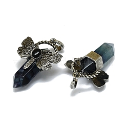 Большие подвески с ограненными заостренными пулями из натурального флюорита G-Q165-01AS-05