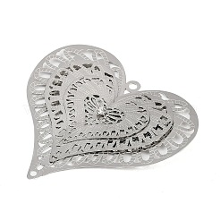 304 нержавеющая сталь кристалл стразы 3d сердце соединительные подвески&nbsp;STAS-H236-10P