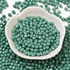焼付塗装ガラスシードビーズ  双円錐形  シーグリーン  4.5x4mm  穴：1mm  約5232個/ポンド&nbsp;SEED-C004-01I