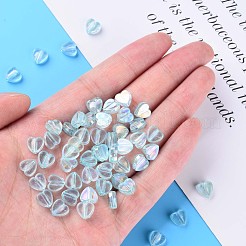 透明なアクリルビーズ  ABカラーメッキ  ハート  空色  7.5x8x3mm  穴：1.8mm  約3620個/500g&nbsp;MACR-S373-114-C07