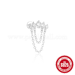 Луна 925 серьги-гвоздики из стерлингового серебра с микропаве из прозрачных кубических цирконий с цепочками-кисточками&nbsp;FS-WGA2317-06