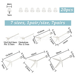 7 пара сережек-гвоздиков 7-го размера 925 из стерлингового серебра STER-PH0001-17