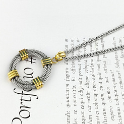 Женские ожерелья с подвеской в виде двух колец из нержавеющей стали 304 FS-WG6D66B-01