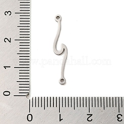 変色しない304ステンレススチール製ウェーブリンクコネクタチャーム  ステンレス鋼色  25.5x4.5x1mm  穴：1mm&nbsp;STAS-S123-03P-05