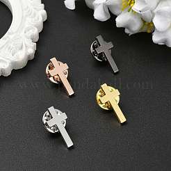 4個 4色クロス真鍮ブローチ  鉄ピンと  ミックスカラー  20x10mm  1pc /カラー&nbsp;JEWB-CJ0003-54