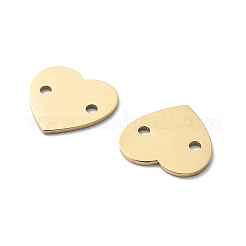 304ステンレススチールレーザーカットハートコネクターチャーム  イオンプレーティング（ip）  14KGP本金メッキ  15x15.5x1mm  穴：1.9mm&nbsp;STAS-M111-16G-02