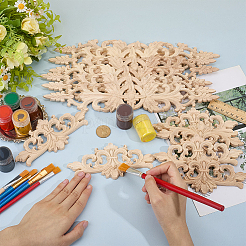 12 шт. 2 стиля натурального цельного дерева резная накладка аппликация ремесло&nbsp;AJEW-AR0005-05